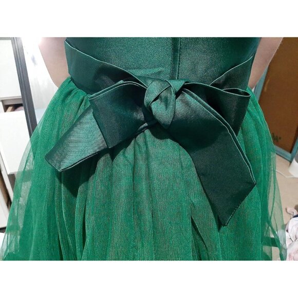 🆕Girl Dark Green Cotton Flower Ruffles Dress Vintage Wedding Bridesmaid Pageant - Picture 3 of 7
